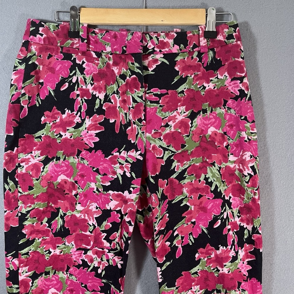 Talbots Ankle Pants Womens‎ Heritage Size 6 Curvy Black Floral Denim Pink Black - Picture 2 of 12